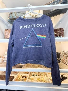 Pink Floyd Women’s Sweatshirt with Prism Rainbow Graphic in Heather Blue